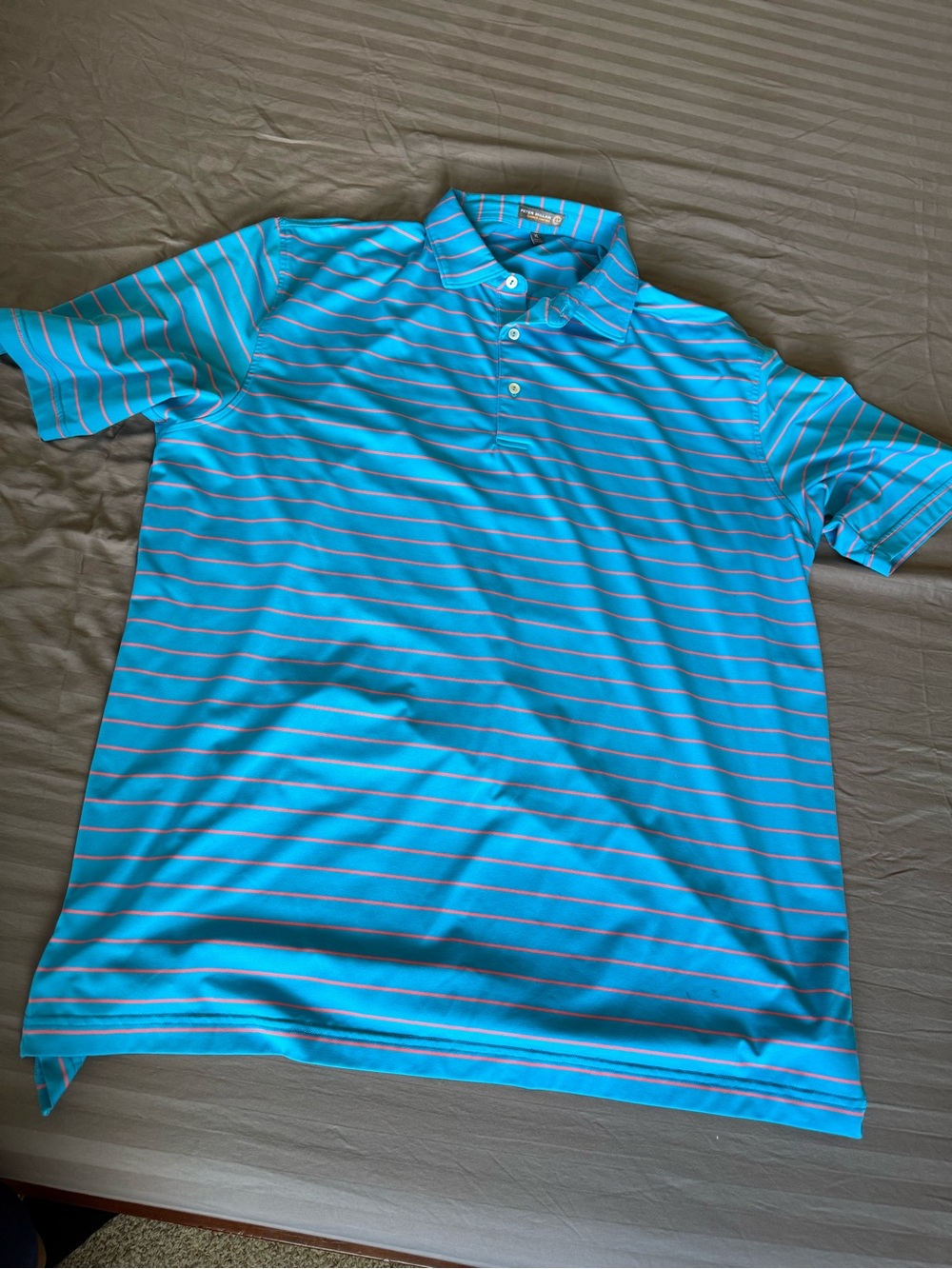 Men's Blue Striped Polo Shirt - Classic Short Sleeve